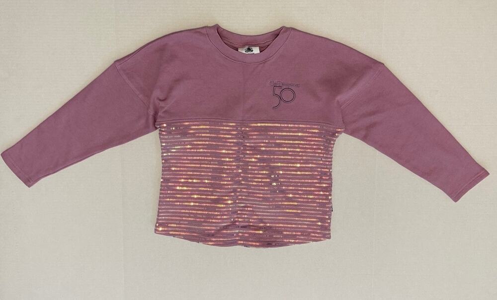 Disney Parks WDW 50th Anniversary Sequin Spirit Jersey Sweatshirt Kids L
